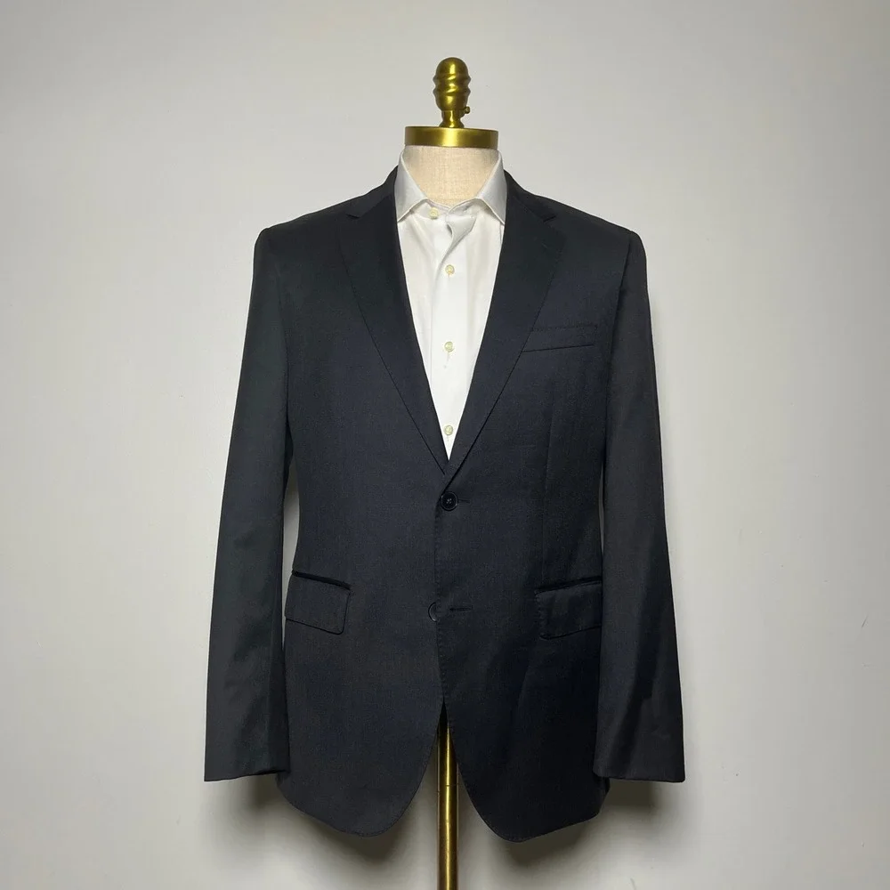 BOSS‎ Hugo Boss Blazer Mens 38R Charcoal Gray Solid Reda Super 100 Italian Wool